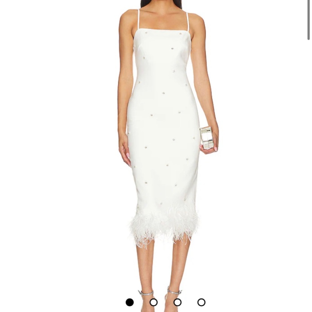 Likely Electra white feather dress